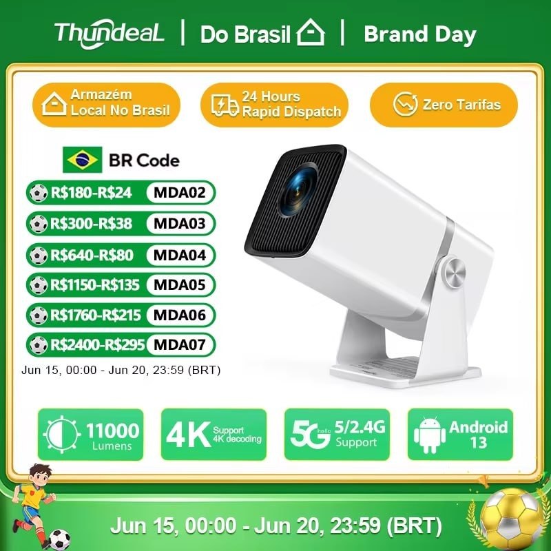Projetor ThundeaL TD80W 1080p Nativo com Android 13 e Wifi 6