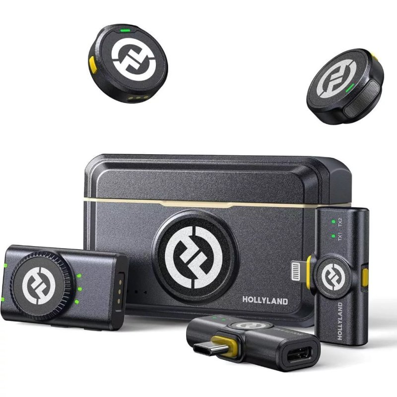 Microfone Lapela Bluetooth sem fio Hollyland Lark M2 Versão Lighting USB-C Câmera Combo Duo Original