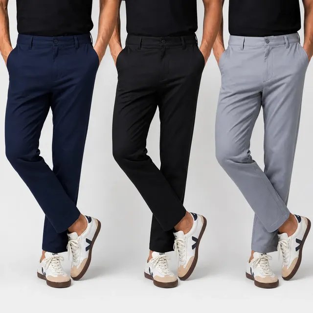 Kit 3 Calça Alfaiataria Social Masculina Slim Sport Fino