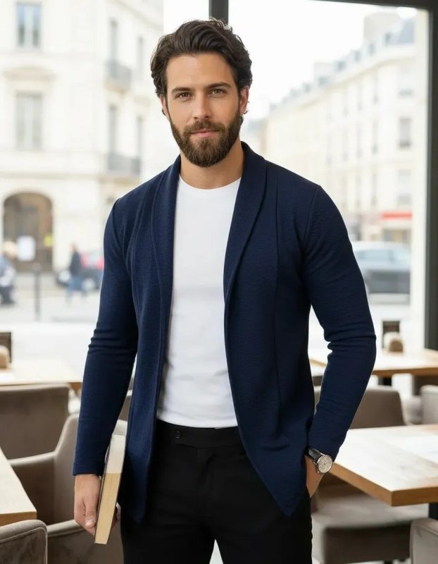 Cardigan Masculino Slim Fit Casual Casaco Sueter Manga Longa