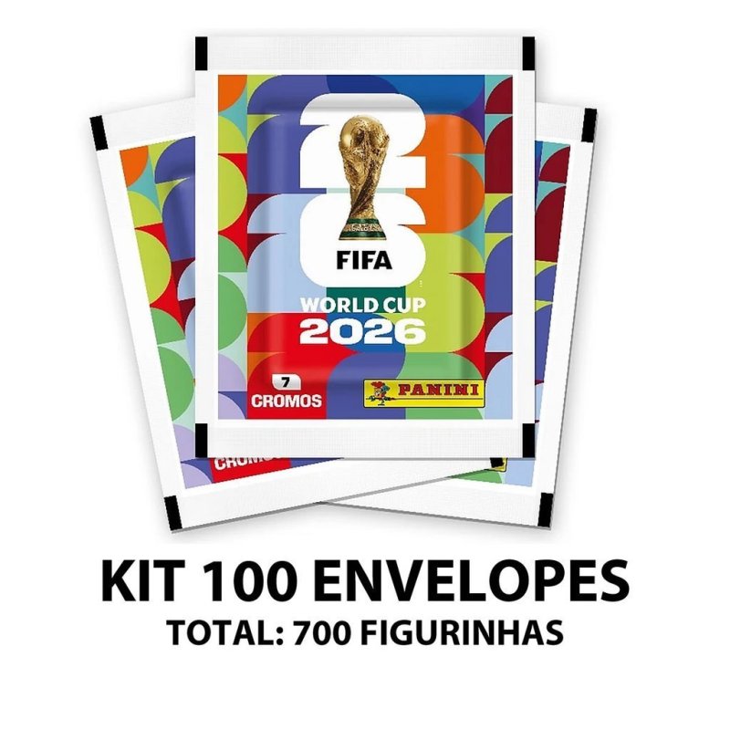 700 Figurinhas Panini da Copa do Mundo 2026 100 Envelopes com 7 Figurinhas Display