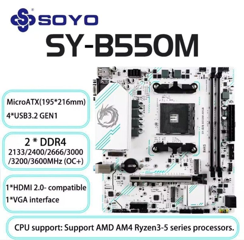 Placa Mãe Soyo B550M Eternal PCI 4.0 ARGB