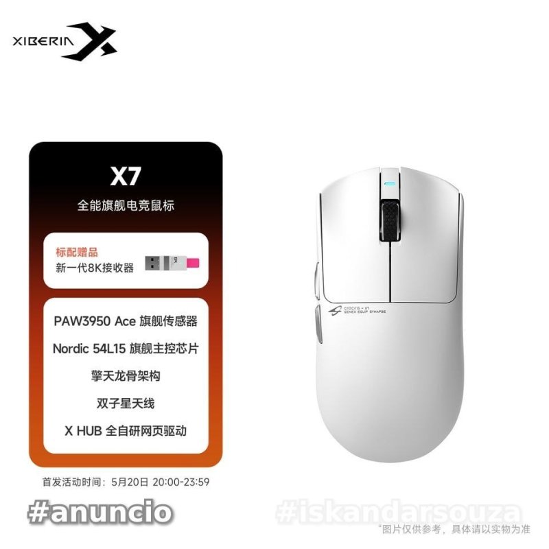 Mouse Sem Fio Xiberia X7 3950 Ace, 54L15 Switchs TTC 8K