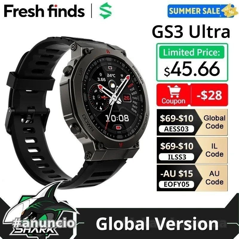 Smartwatch BlackShark GS3 Ultra GPS de Dupla Frequência, AMOLED, Gorilla Glass, 60Hz, 18 Dias de Bateria