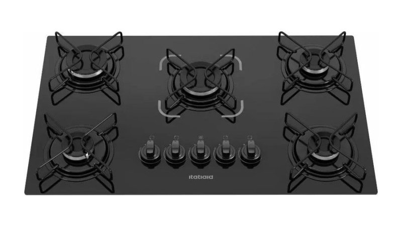 Cooktop Itatiaia Essencial 5 Bocas Vidro Temperado Preto Bivolt