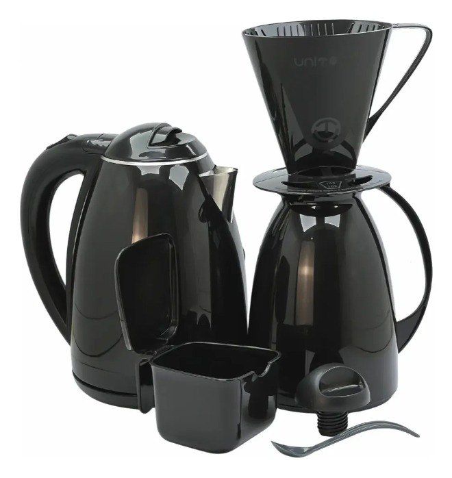 Kit Chaleira Elétrica Garrafa Térmica Com Açucareiro Filtro