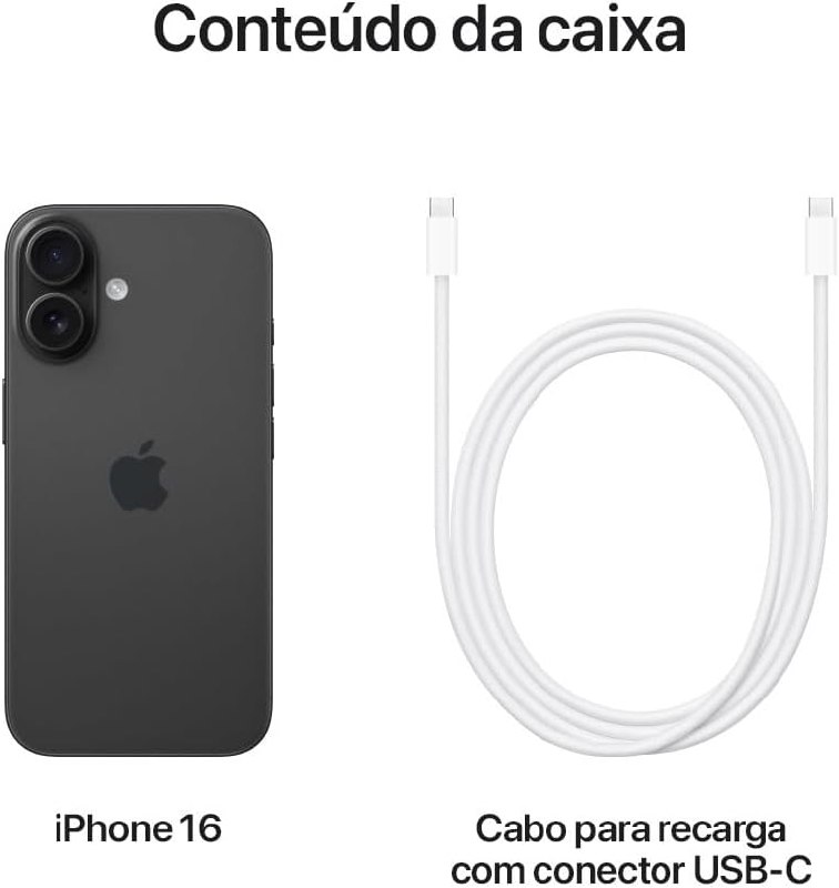 Apple iPhone 16 (256 GB) – Preto + Frete Grátis