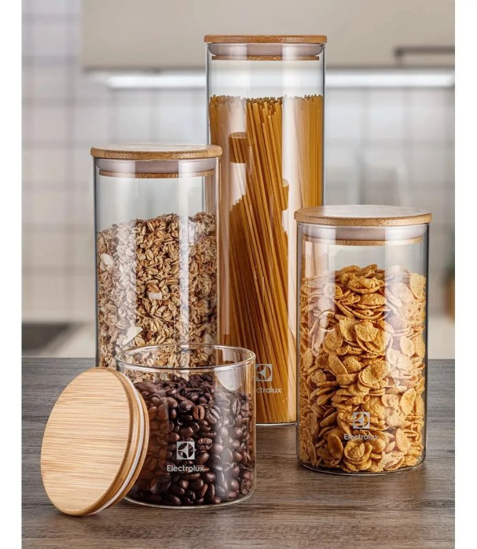 Electrolux Kit Potes Herméticos com Tampa de Bambu - 4 Unidades