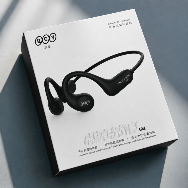 Fone QCY Crossky T22 Open Ear Bluetooth 5.3 Esportivo IPX6 Preto
