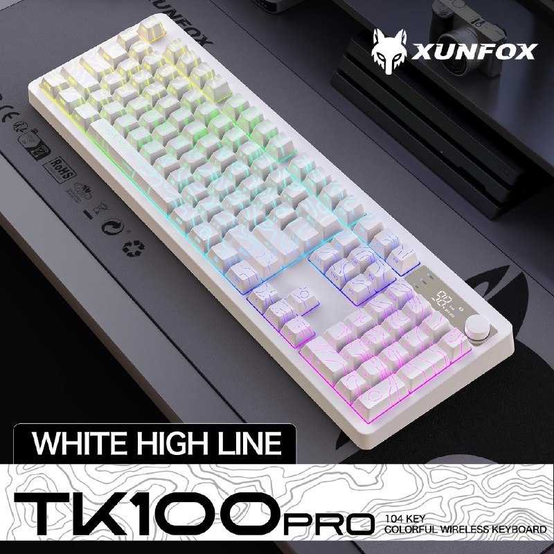 Xunfox Teclado Mecânico 100% Sem Fio TK100 2000mAh