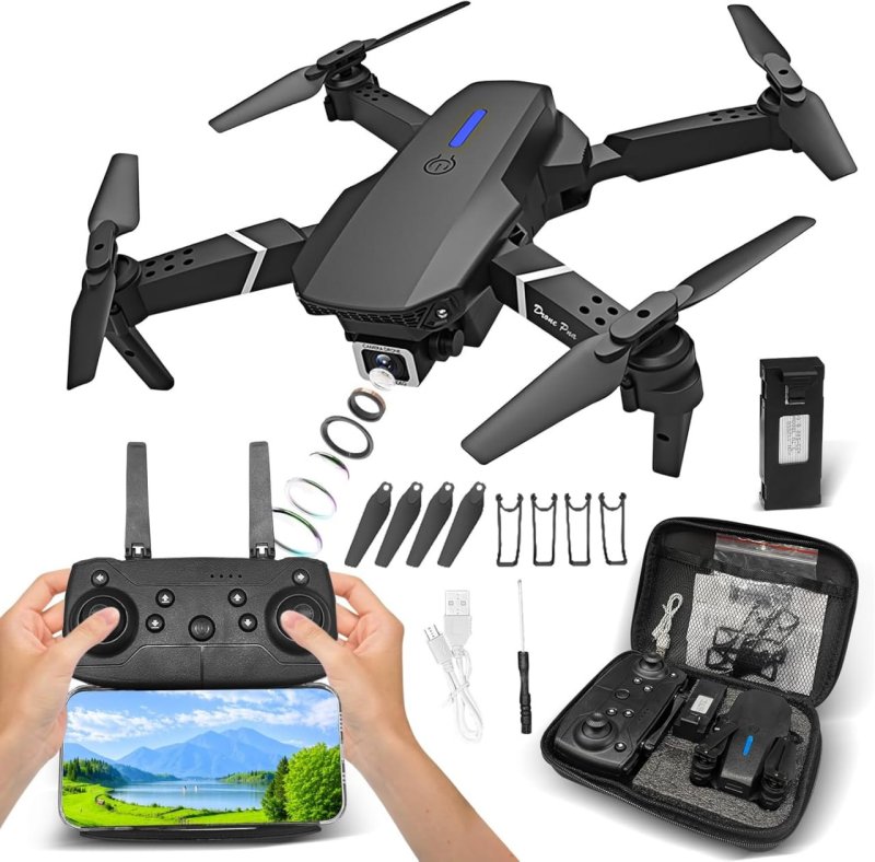 Drone E88 com Câmera 1080P HD / 4K FPV Wi-Fi + Bolsa de Transporte