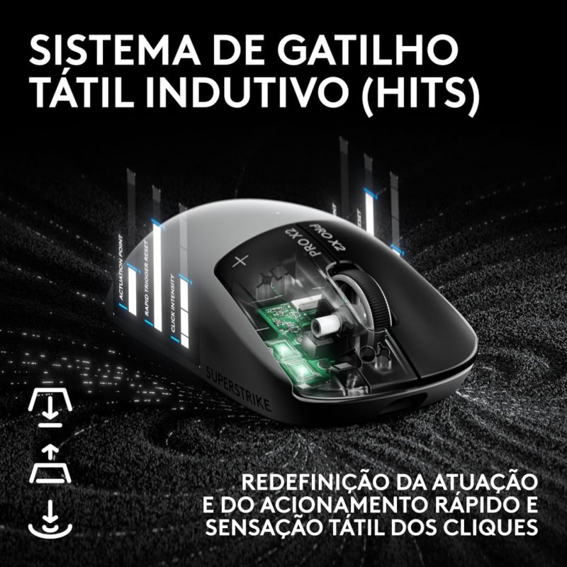 Mouse Gamer Sem Fio Logitech G PRO X2 SUPERSTRIKE