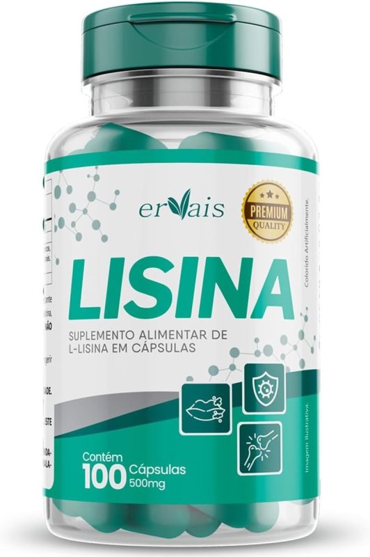 Lisina 100 cápsulas porção de 1000mg linha premium