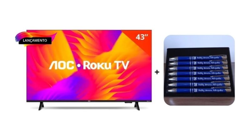 Smart TV AOC 43" 43S5155/78G Full HD + Kit Canetas