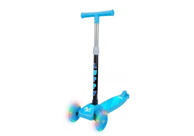Patinete Infantil 3 Rodas Led Dobrável Luppy Azul Maxi Toys