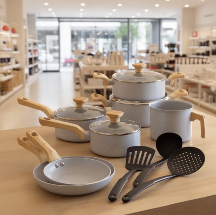 Conjunto de Panelas Com 10 Peças - Pratic Cook - Com Utensílios - Grafito - Mimo Style