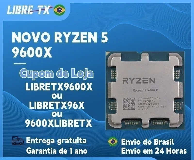 Ryzen 5 9600x Novo DDR5 AM5 PROCESSADOR AMD 5.4ghz R5