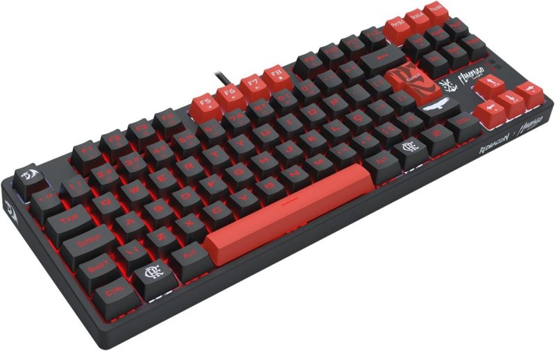 Teclado Gamer Redragon Flamengo Nation Preto e Vermelho LEDs Vermelho e Branco Switch Marrom FL576