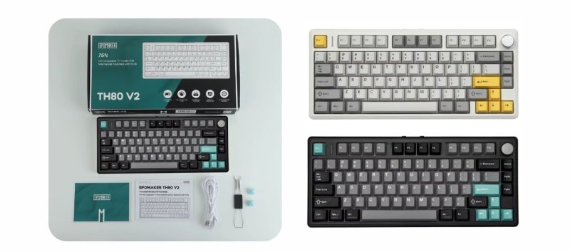 Teclado Mecânico EPOMAKER TH80 V2 75% 8000mAh 200 horas
