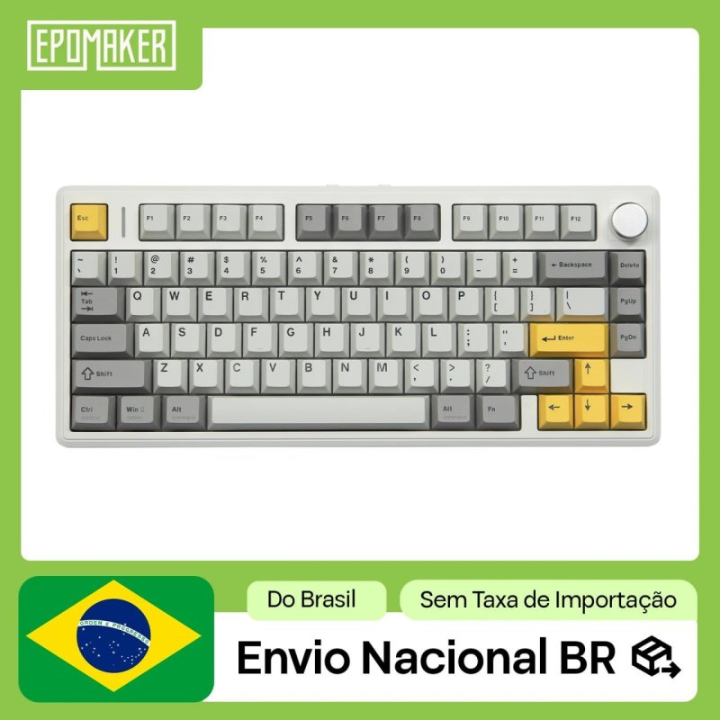 Teclado Mecânico EPOMAKER TH80 V2 75% 8000mAh 200 horas