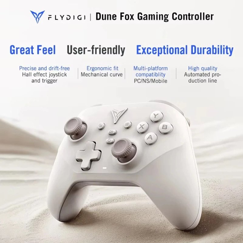 Controle Flydigi Dune Fox, Sem Fio, Hall Effect, Cor Bege
