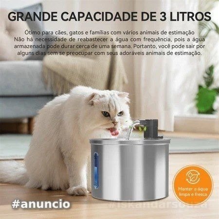 Newpet 3L De Aço Inoxidável Bebedouro Pet Inteligente Fonte de Água