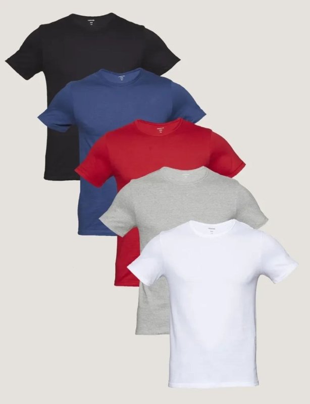 Kit Com 5 Camisetas Masculinas Lisa Multicolorida