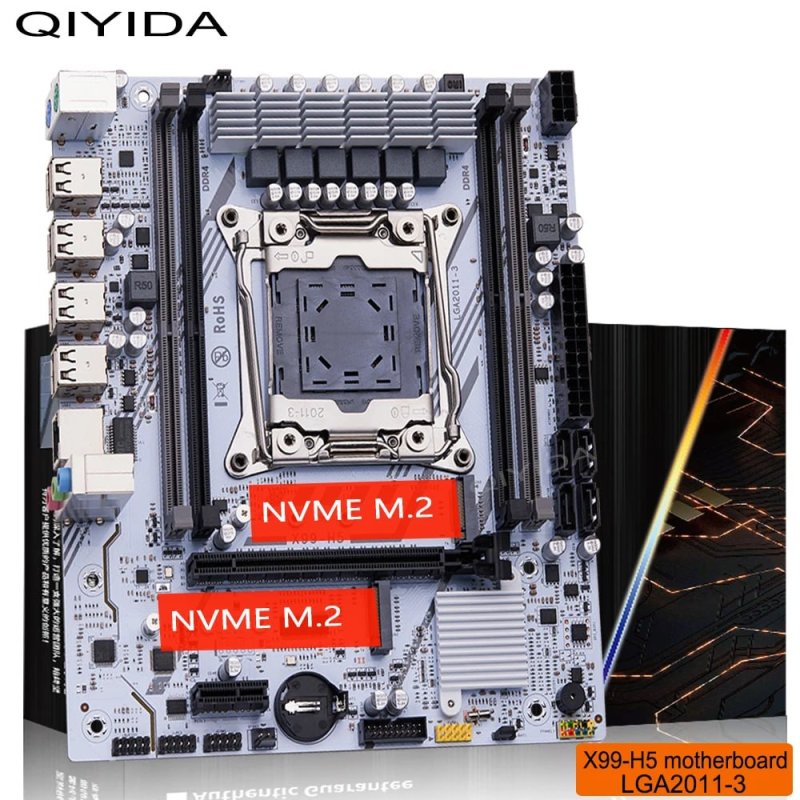 Placa-mãe QIYIDA X99 LGA2011 3 com slot M.2 e suporte para memória DDR4