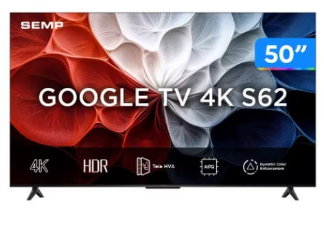 Smart TV 50" SEMP 4K UHD LED 50S62 com Google TV e Google Assistente