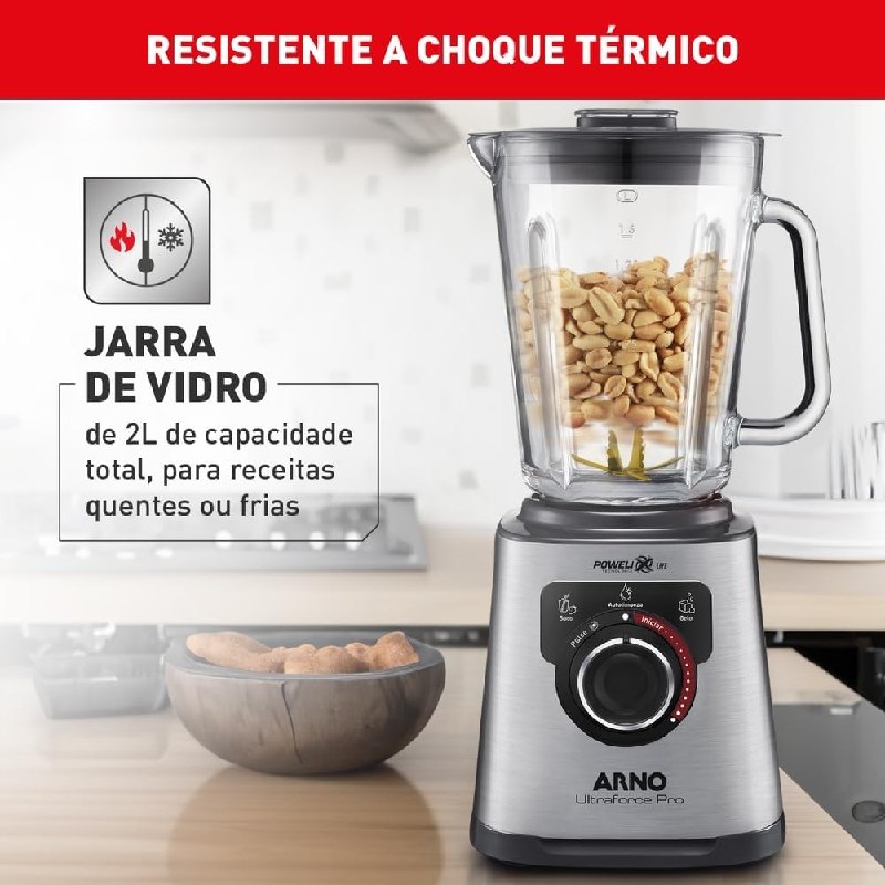 Arno Ultraforce Pro 1100W - Jarra de Vidro 2L e 6 Lâminas Powelix