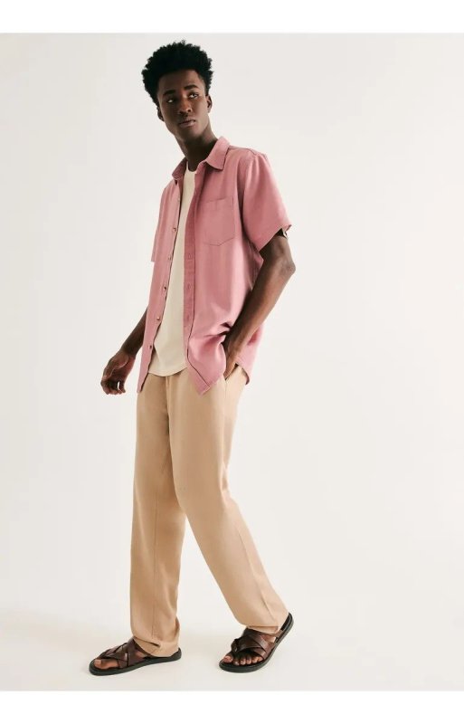 Calça Masculina Reta Em Linho Hering