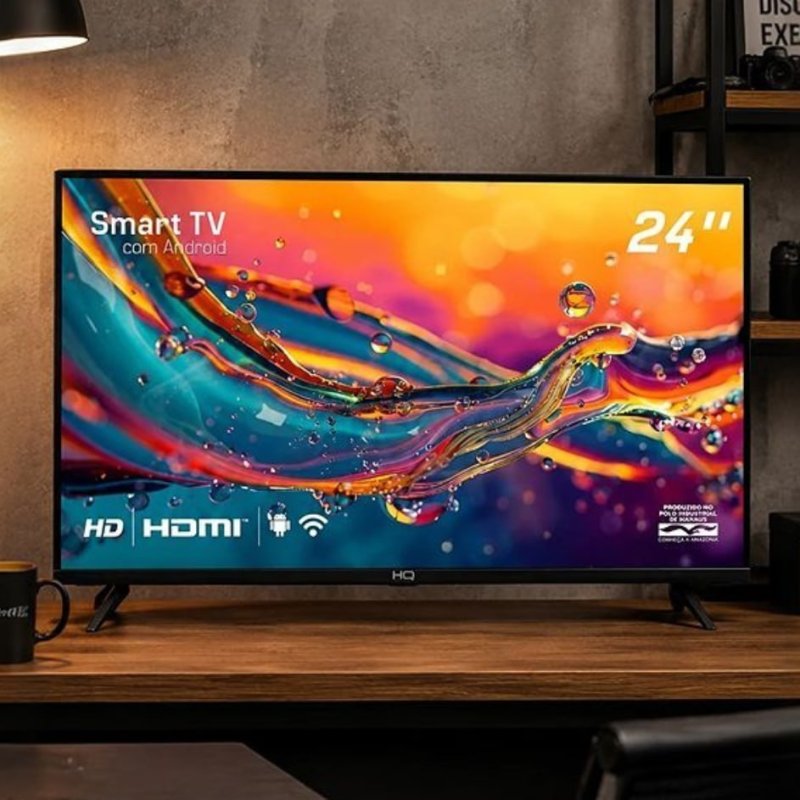 Smart TV HQ 24" LED 3 HDMI 2 USB Wi-Fi Android HQS24NKHM