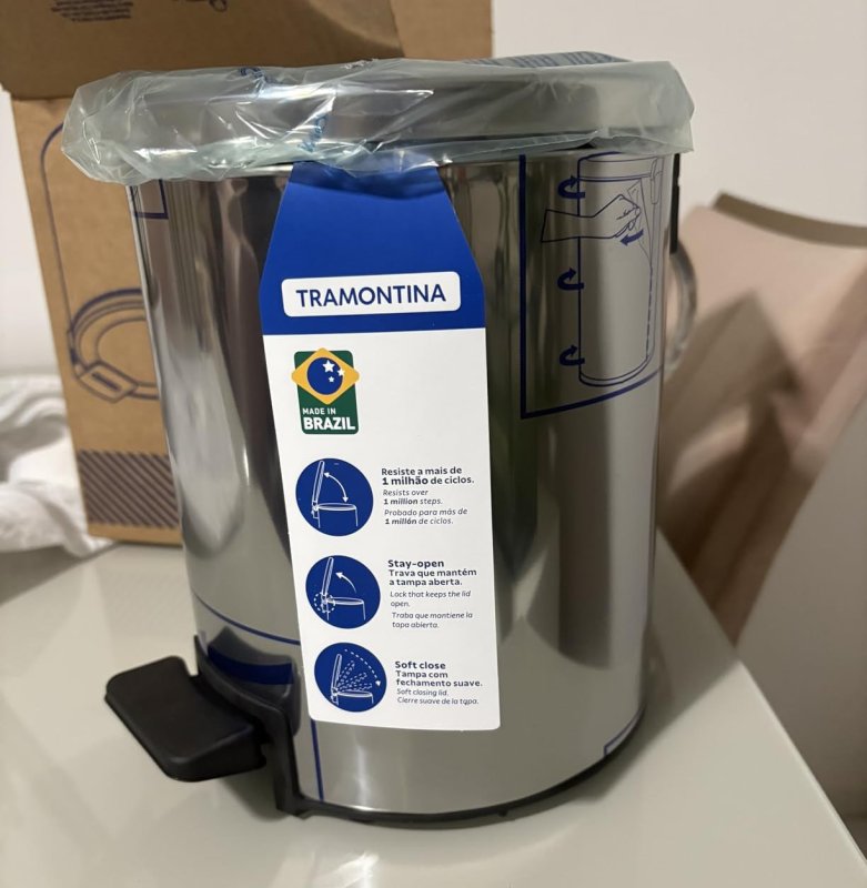 Lixeira com Pedal Tramontina Loop em Aço Inox 5L