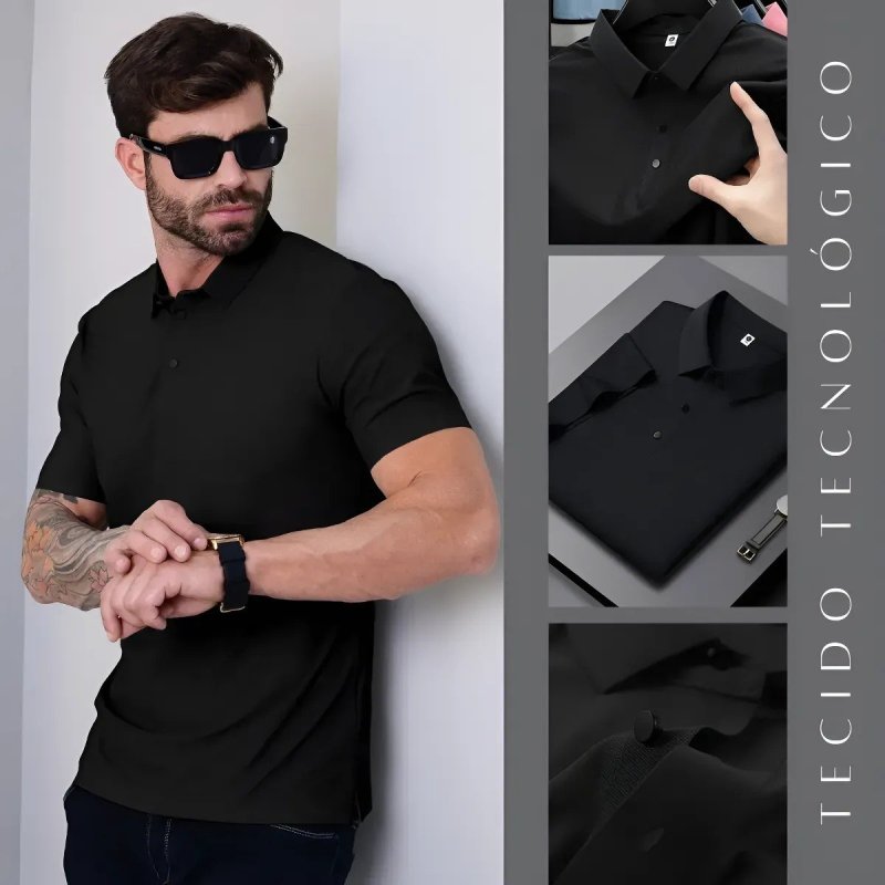 Camisa Polo Masculina Tecido Tech Confortável Casual