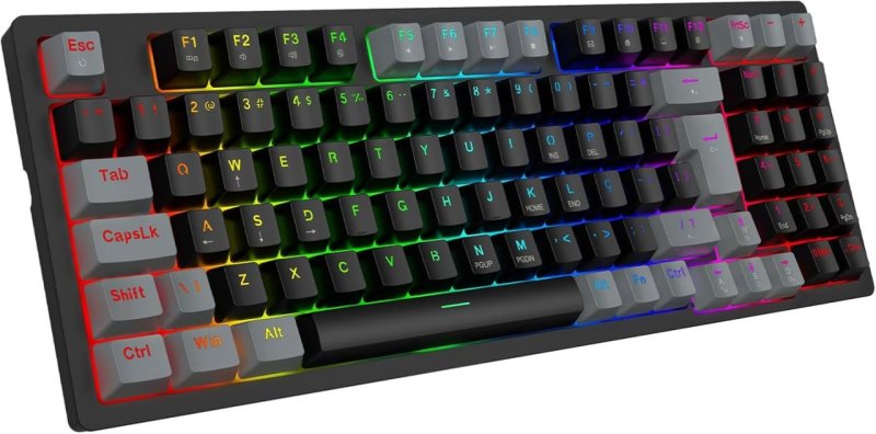 Teclado Mecânico Gamer com Fio 95 Teclas, RGB e Switch Vermelho Hot Swap