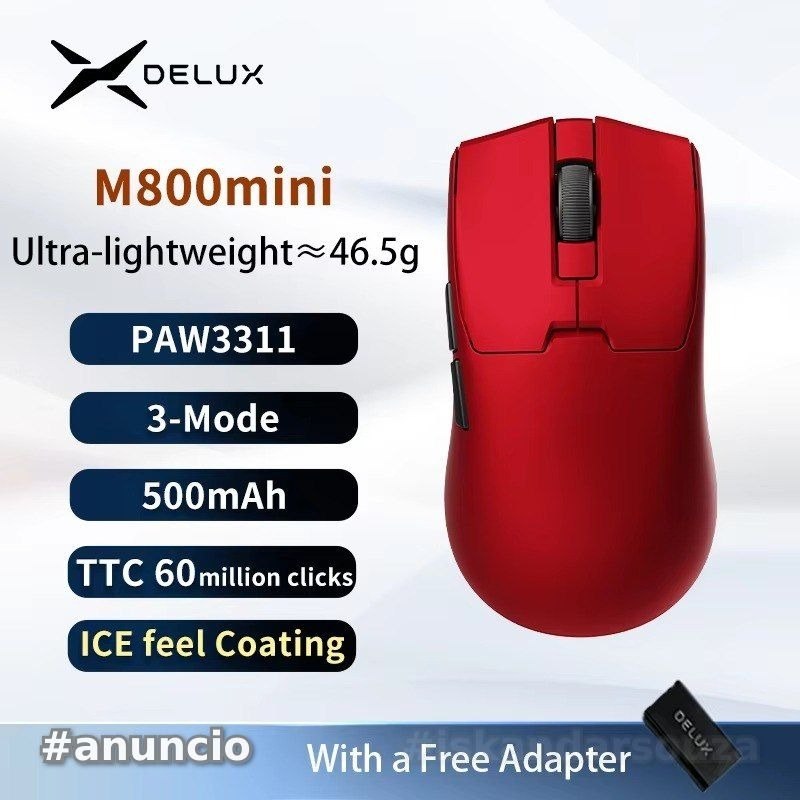 Mouse Gamer Delux M800mini PRO Sem Fio PAW3395