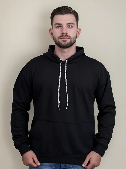 Moletom Canguru Algodão Unissex Blusa De Frio Flanelado Liso