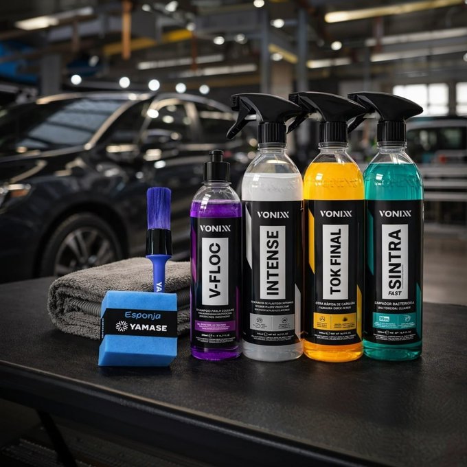 Kit Lavagem Vonixx com Pano Microfibra e Pincel de Detalhamento Externo