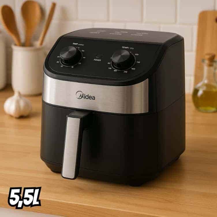 Fritadeira Air Fryer 5,5l Widemax com Interior de Alumínio 1900W Midea