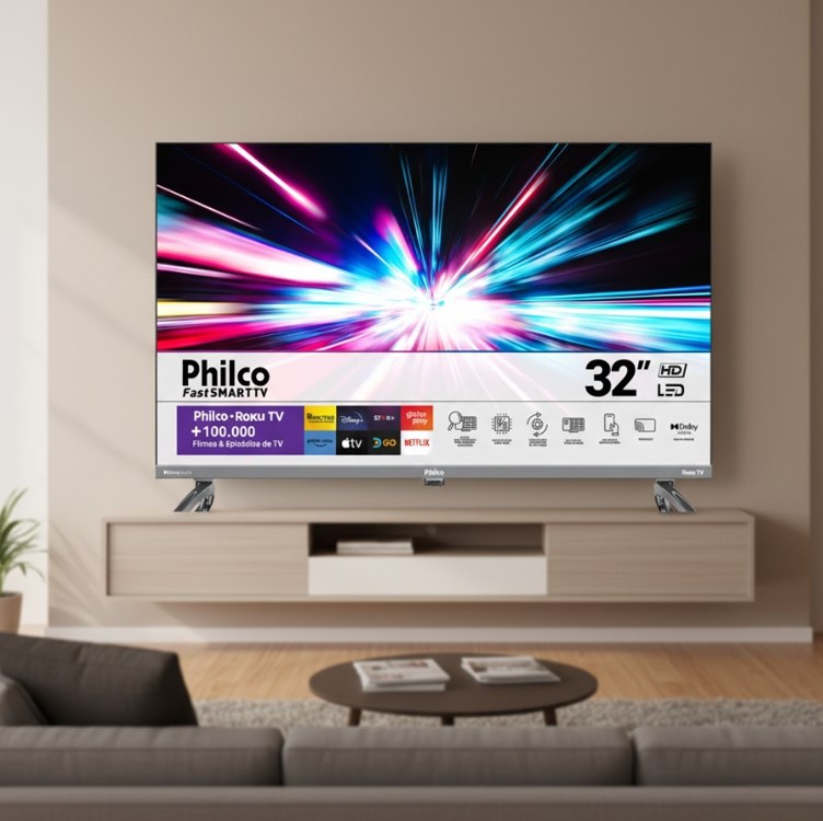 Smart TV 32 Philco P32vik Roku Led Dolby Audio Hdr Wi-fi 110/220v