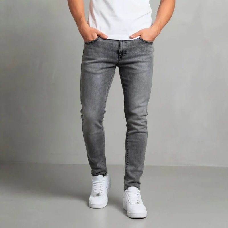 Calça Jeans Masculino Slimfit Skinny Grafite Mesclada