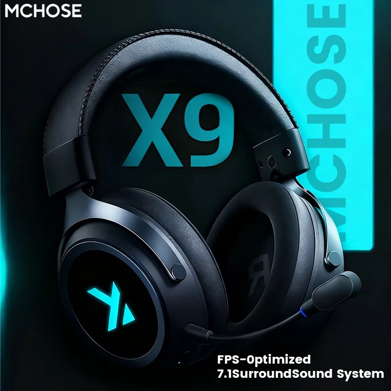 MCHOOSE X9 Headset Wireless Headworn Game 7.1 Bluetooth 2.4GB 3 Modos