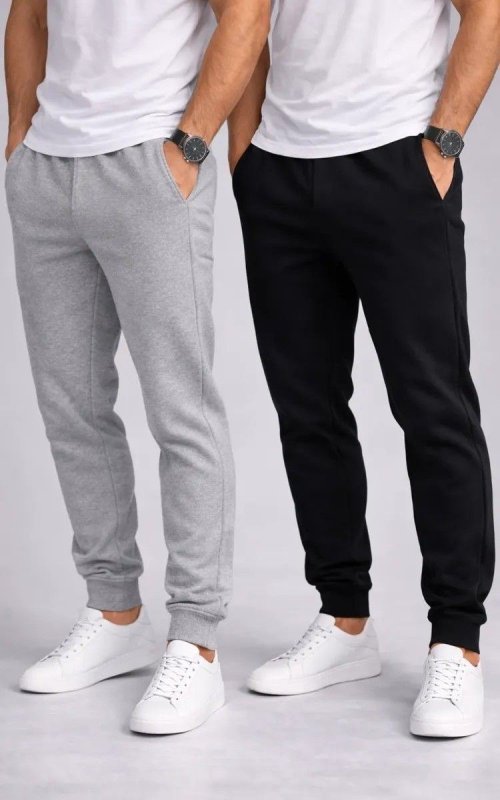 Kit 2 Calça Moletom Masculino Jogger Slim Punho