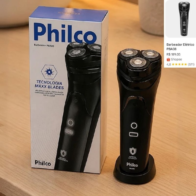 Barbeador Elétrico Pba08 À Prova Dágua Bivolt Philco Preto