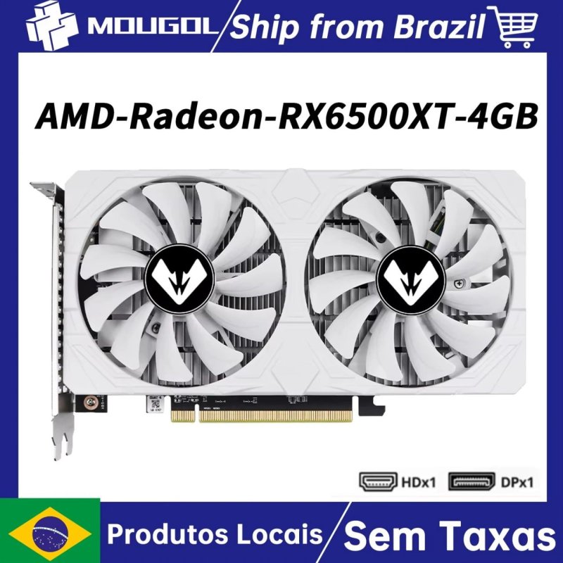 Placa de Vídeo RX 6500 XT MOUGOL White Branca 4GB GPU RX 6500XT