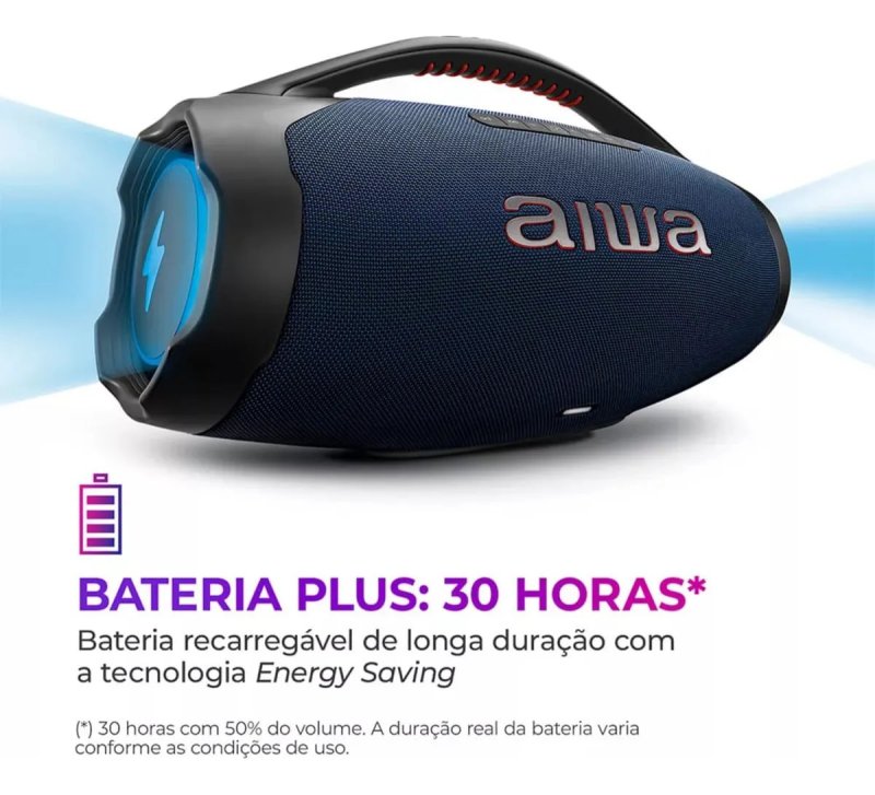 Caixa de Som AIWA Boombox Plus 200W - Bluetooth 30H IP66 - Preto