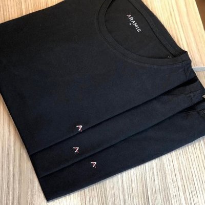 Camiseta Aramis Masculina Crewneck Basic Lisa Preta