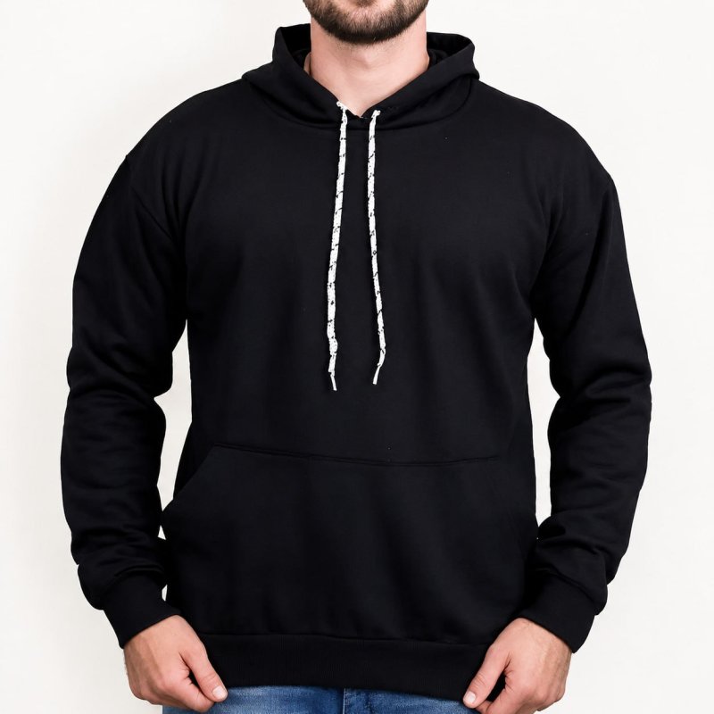 Moletom Canguru Algodão Unissex Blusa De Frio Flanelado Liso