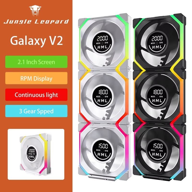 Kit 3 Fans Magnéticas Jungle Leopard Galaxy V2 ARGB 5V
