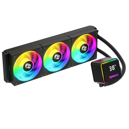 Water Cooler Redragon CCW-3017 Preto 360mm ARGB 2550 RPM com Display de Monitoramento
